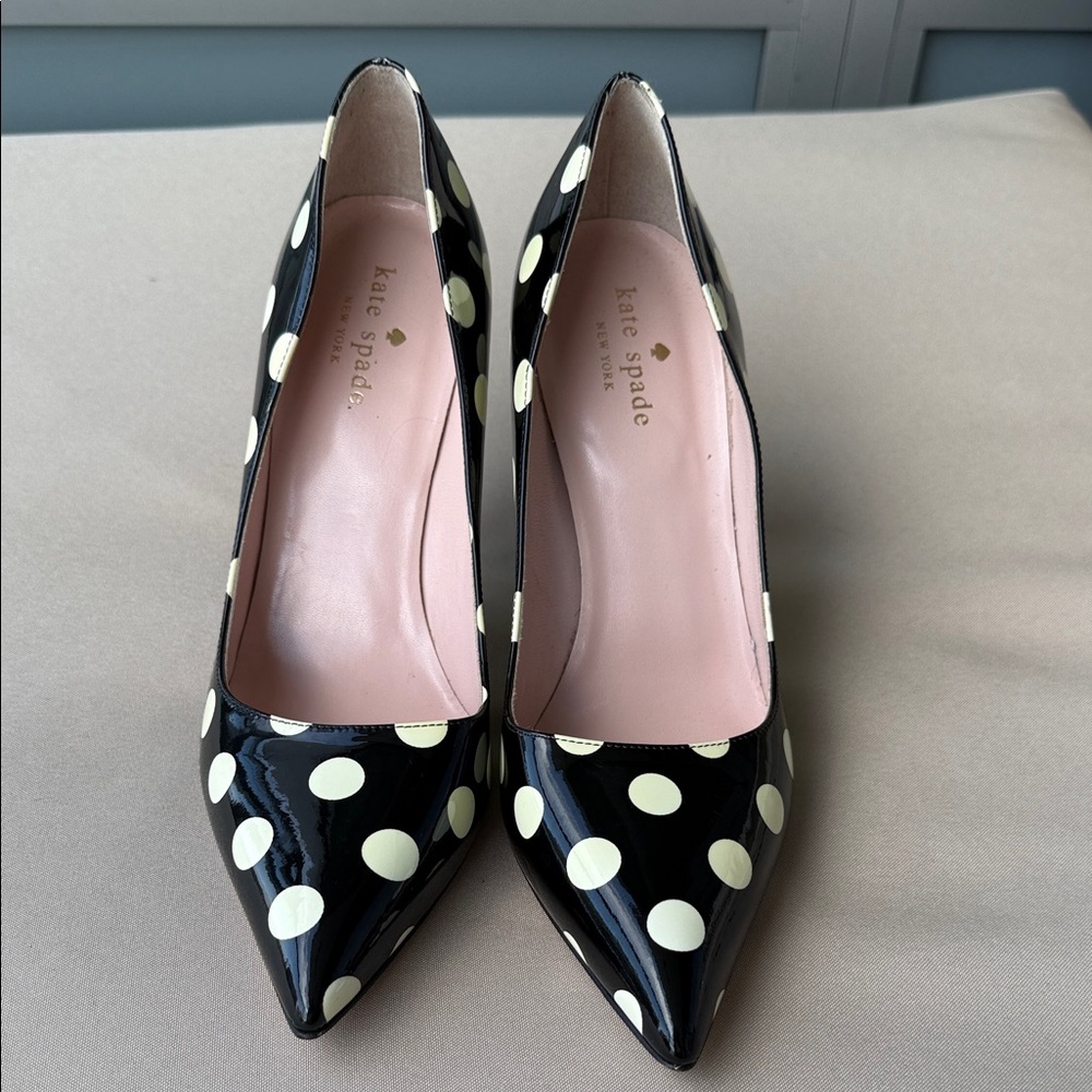 Kate Spade Black and Cream Polka Dot Heels